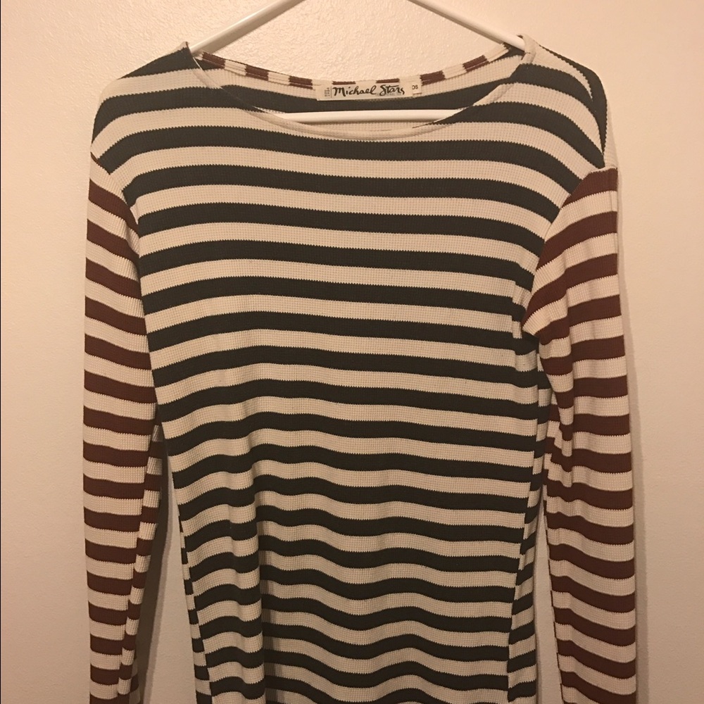 Michael Stars gray and red striped thermal