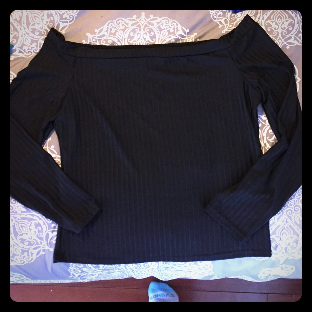 Off the shoulder black tight top