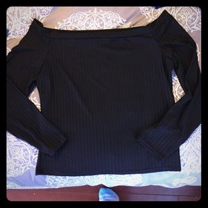 Off the shoulder black tight top