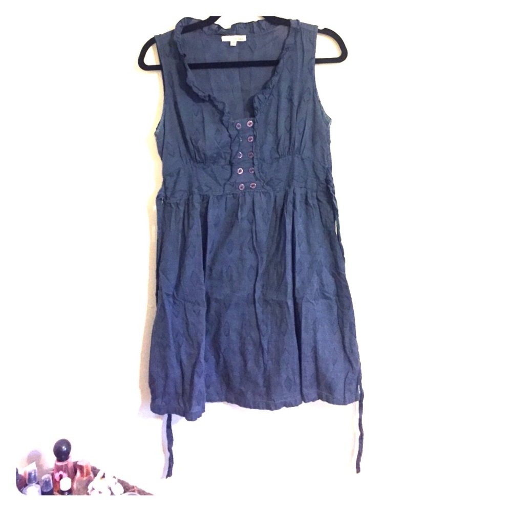 Smoky blue sundress. Summer dress. Patterned navy