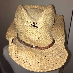 Aeropostale Brown Sequin Embellished Western Straw Hat