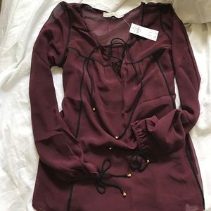 A&F Lace Up Peasant Top