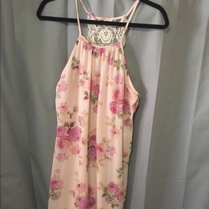 Floral dress w/ high neck and beautiful lace back