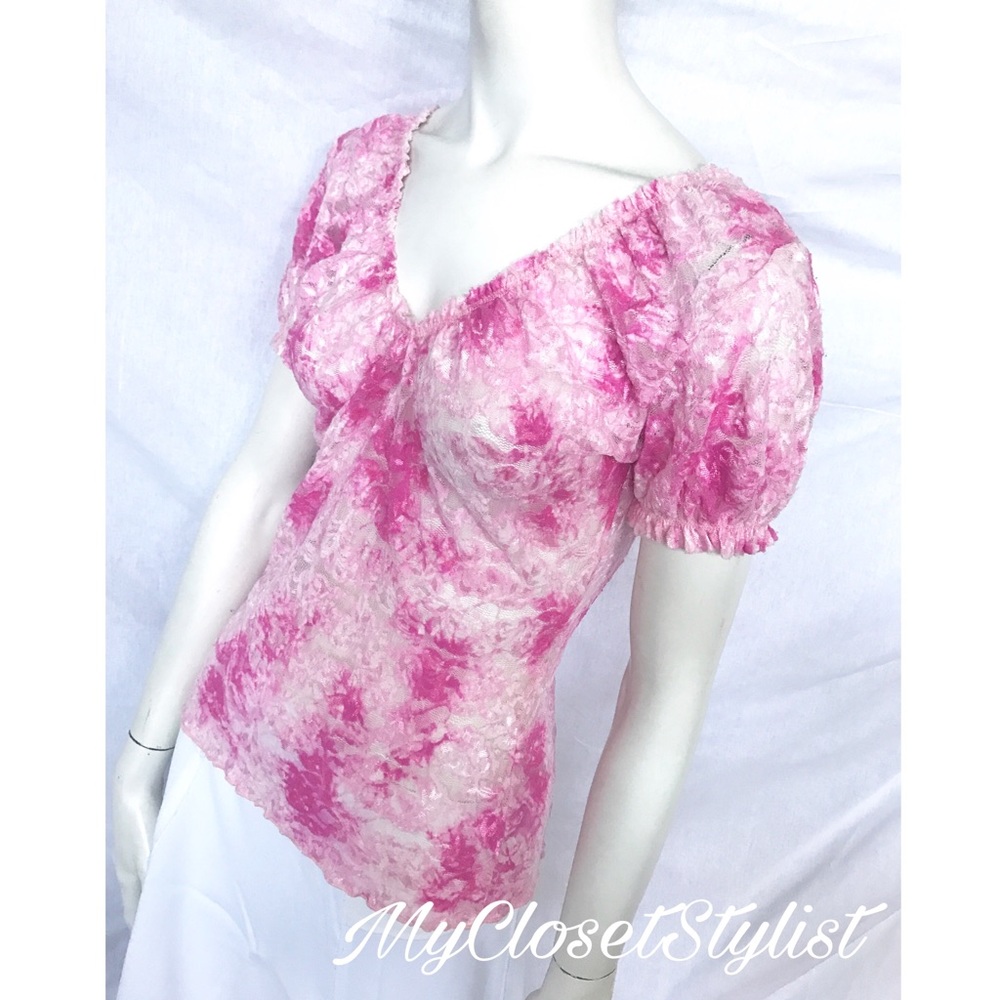Anthropologie NWT Ombre pink LACE Off-Shoulder Top