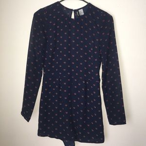 Navy Fox Print Romper