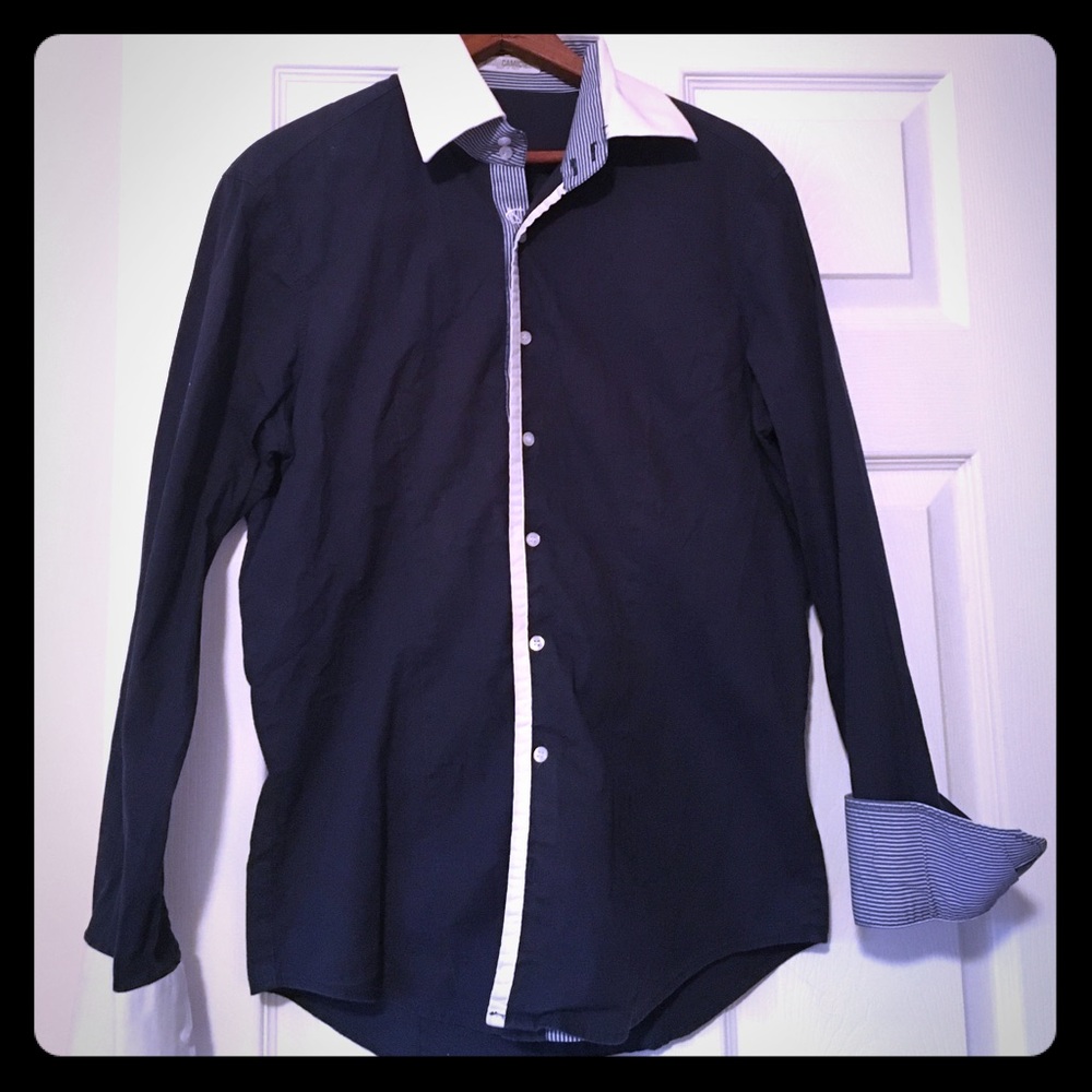 Italian tailored dress shirt in navy