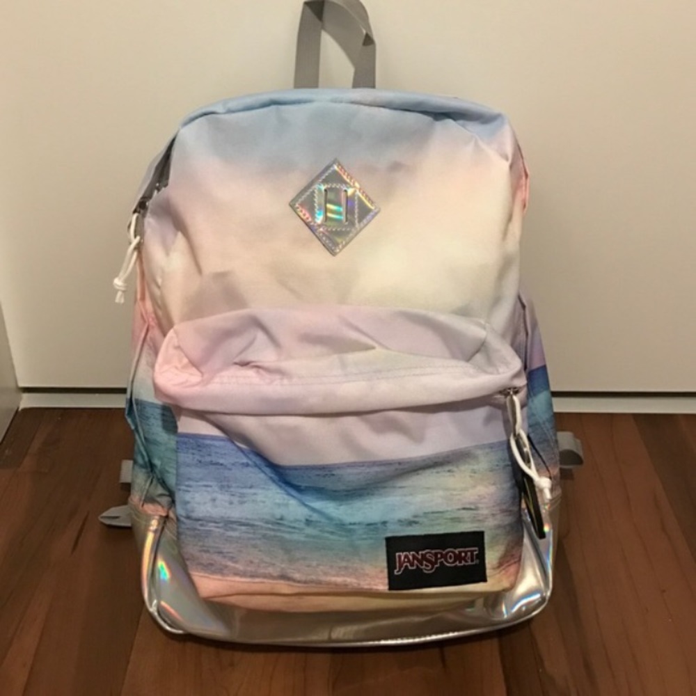 Beach print holographic backpack