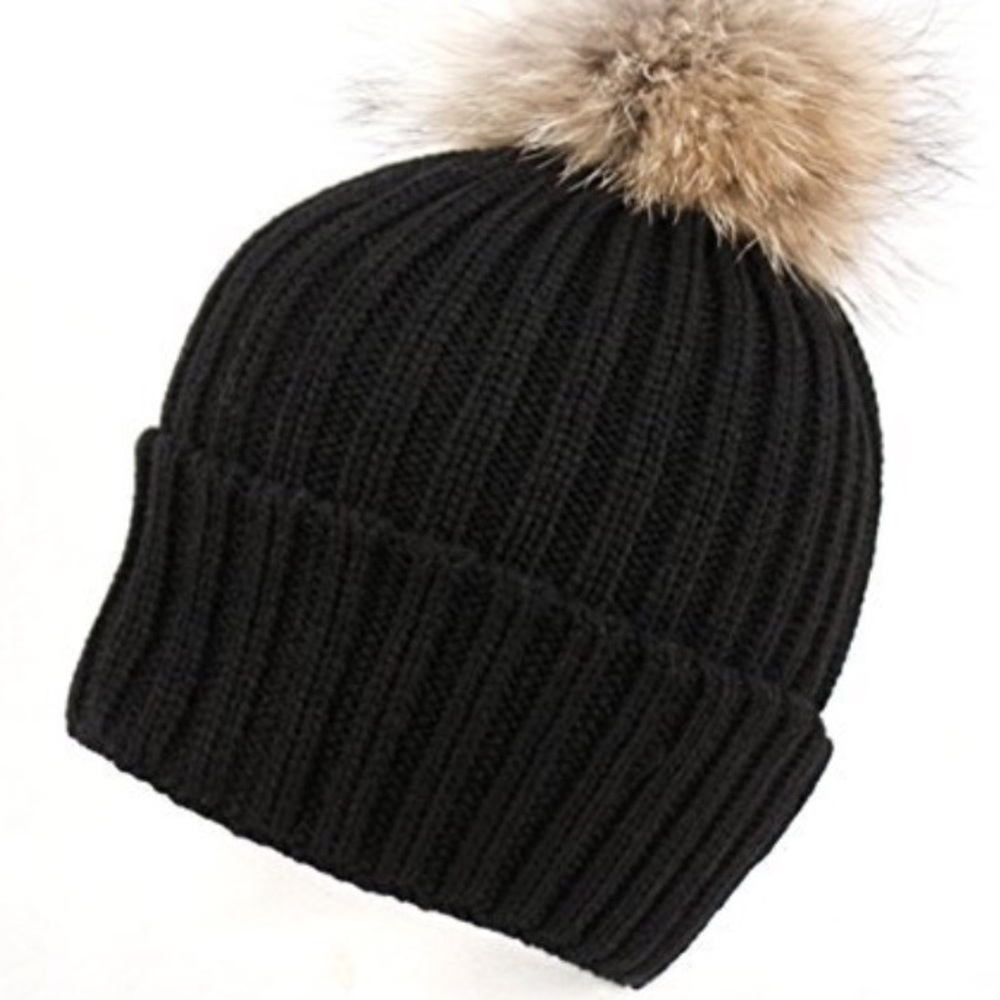 ❄️👱🏽‍♀️Warm Fur Pom Pom Knit Hat ✨