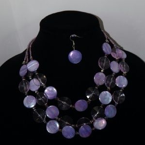 Purple 3-strand Necklace Set