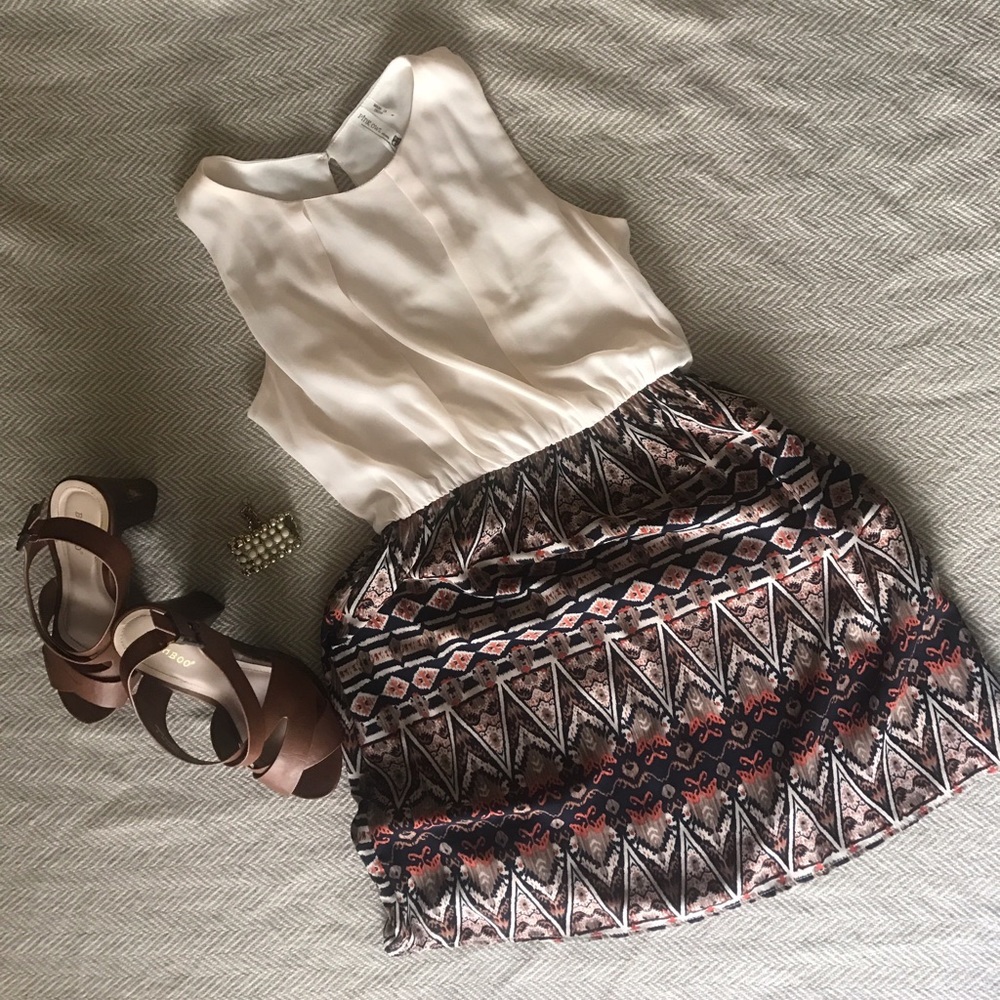 Small boho casual dress, elastic waist