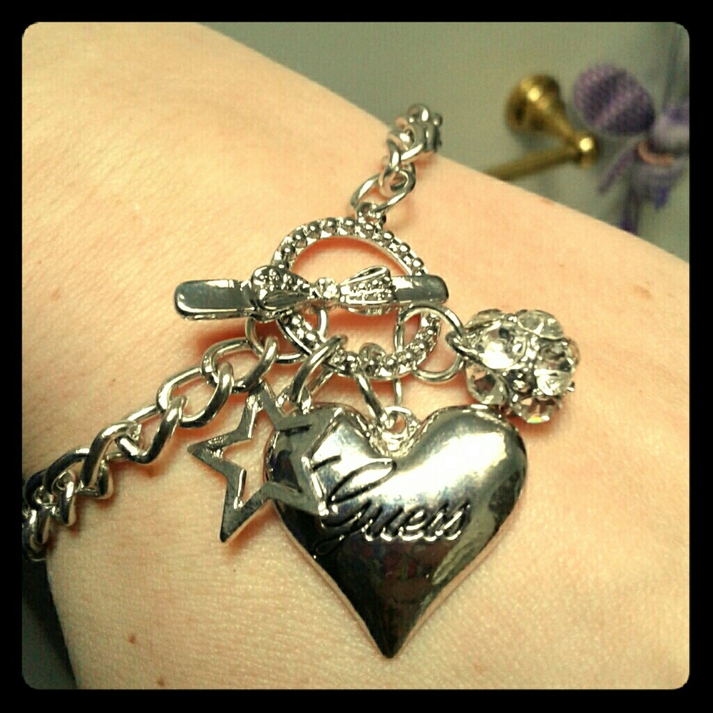 Guess💖Heart Charm Arm&Ankle Bracelets-Gold&Silver