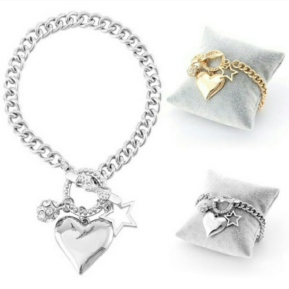 Guess💖Heart Charm Arm&Ankle Bracelets-Gold&Silver - Picture 3 of 4