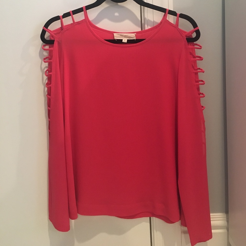 Silk pink long sleeve blouse