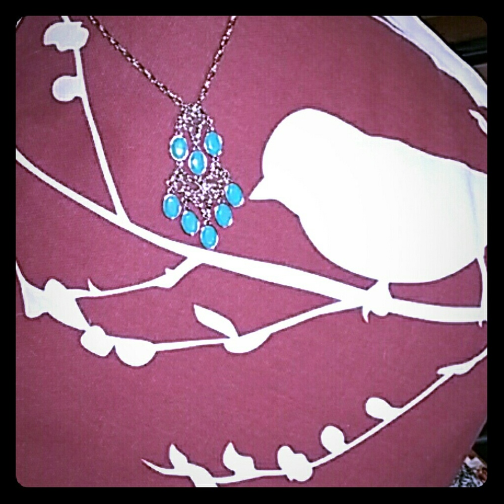 Pretty Silver Turquoise Dangle Necklace