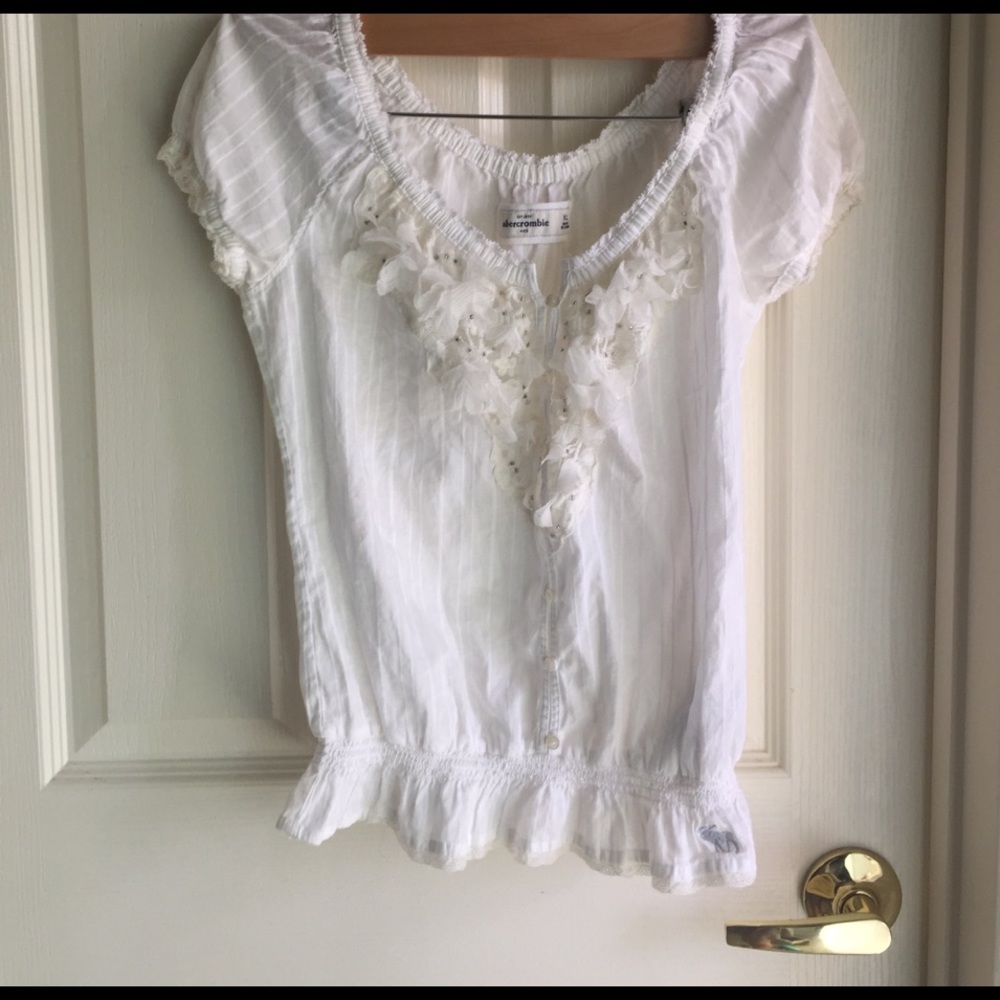 White ruffle blouse from Abercrombie kids