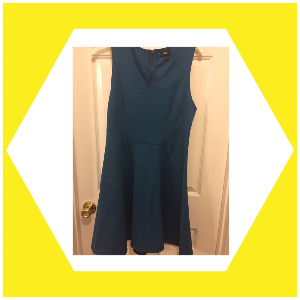 Textured Blue Fit and Flare dress