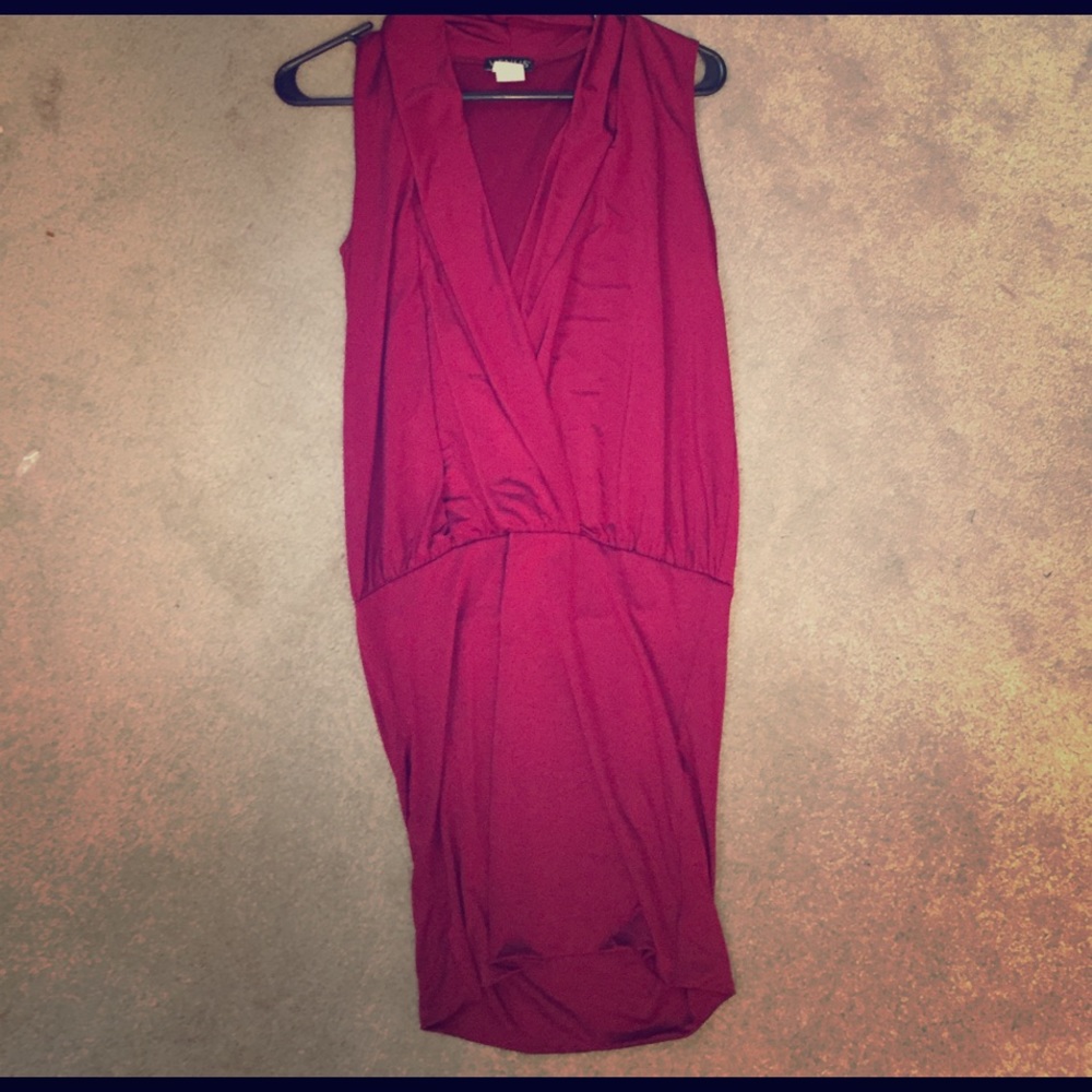 Burgundy low cut dress
