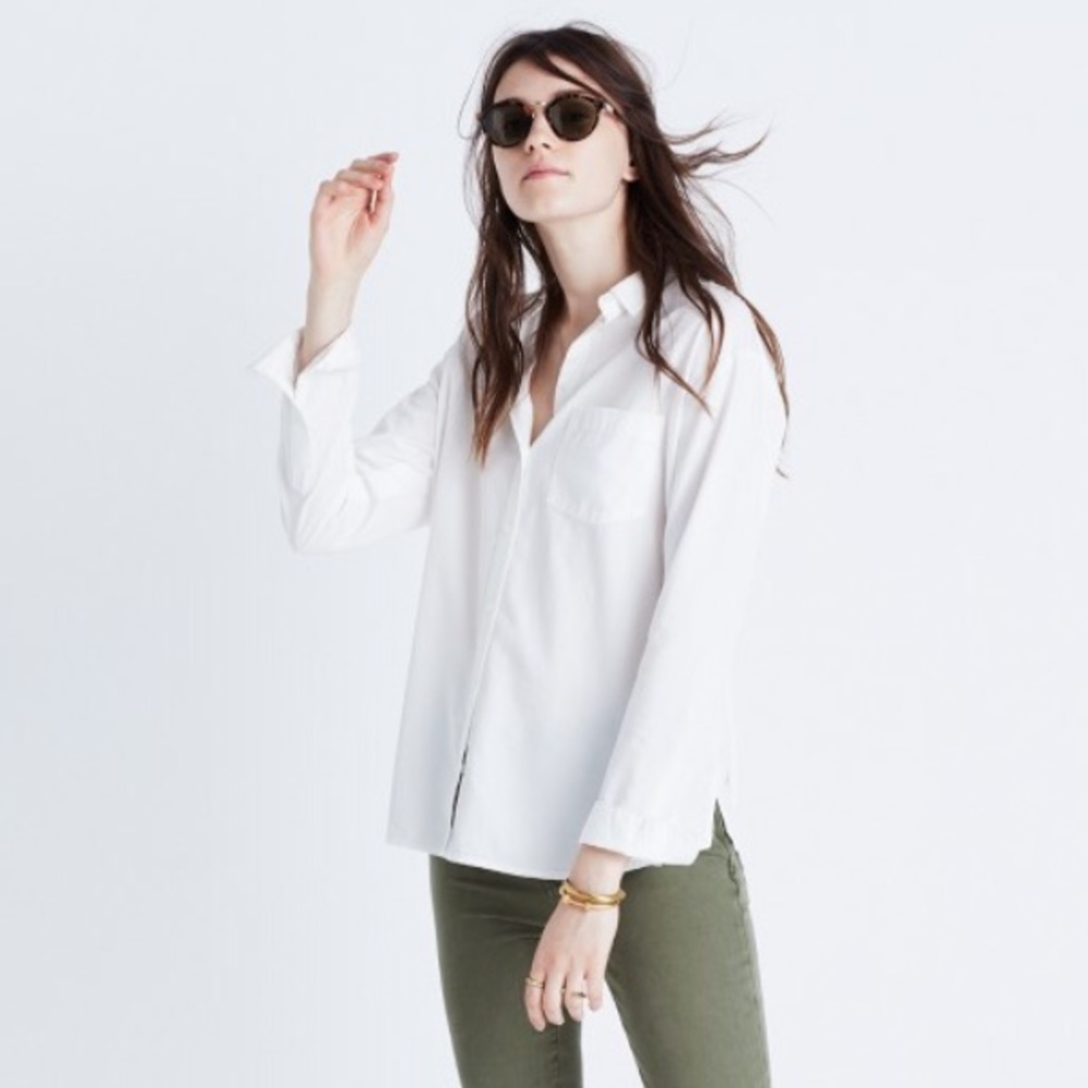 Madewell Drapey Oversized Boyshirt in Pure White