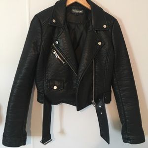 Vegan pebbled leather jacket