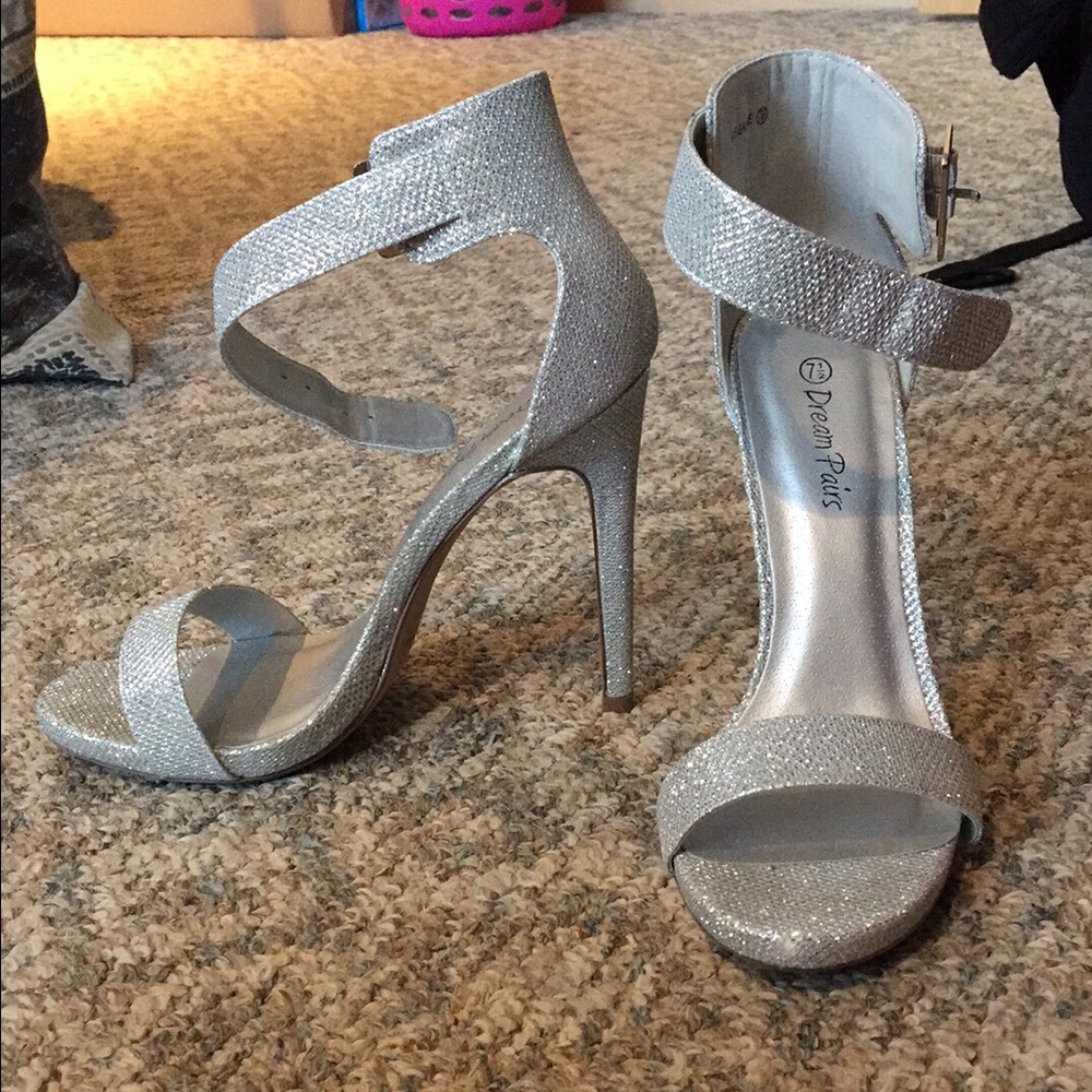 Silver glitter high heels