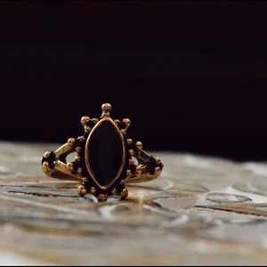 Vintage Inspired Ring w/ Black Marquise Stone