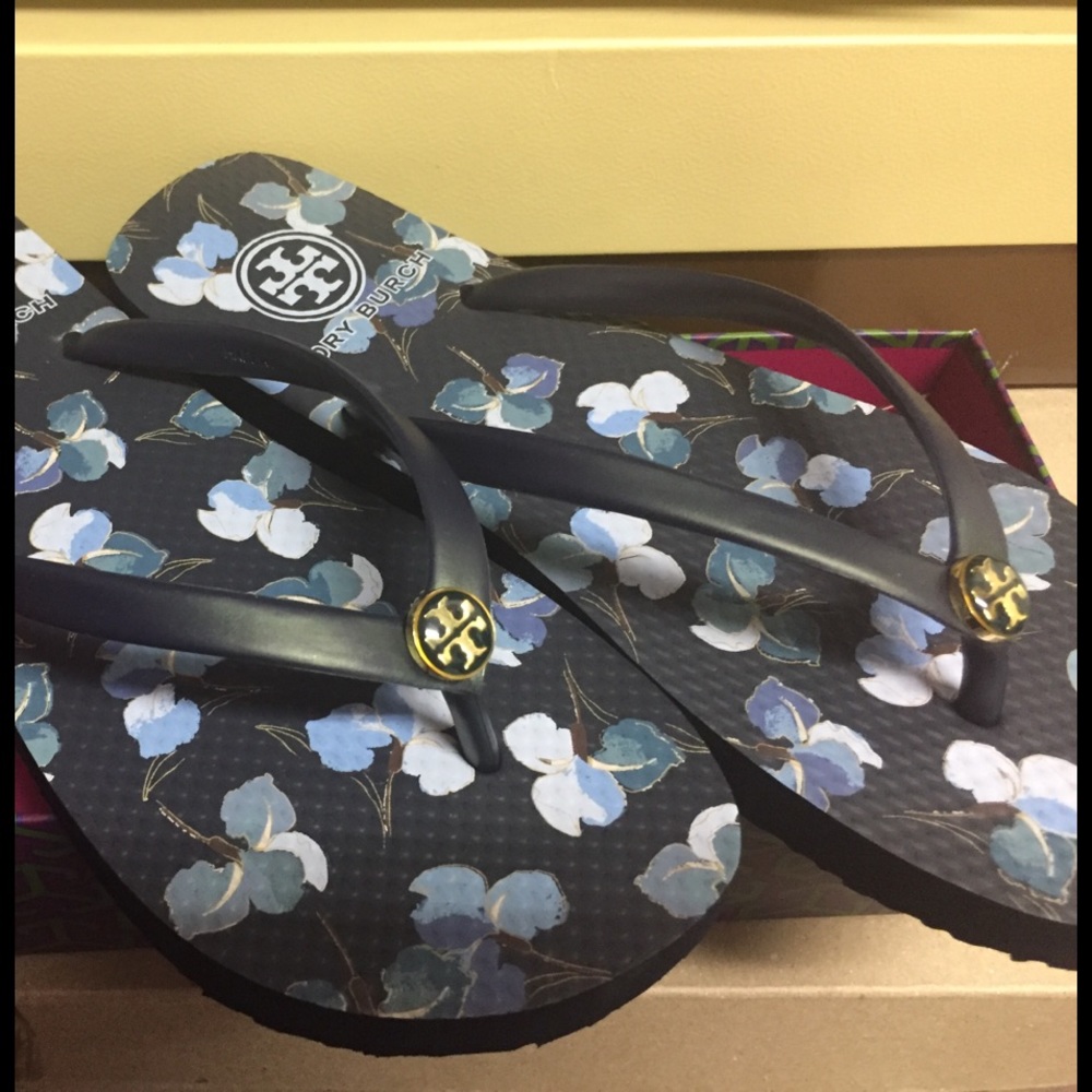 Tory Burch Navy Primula flip flop