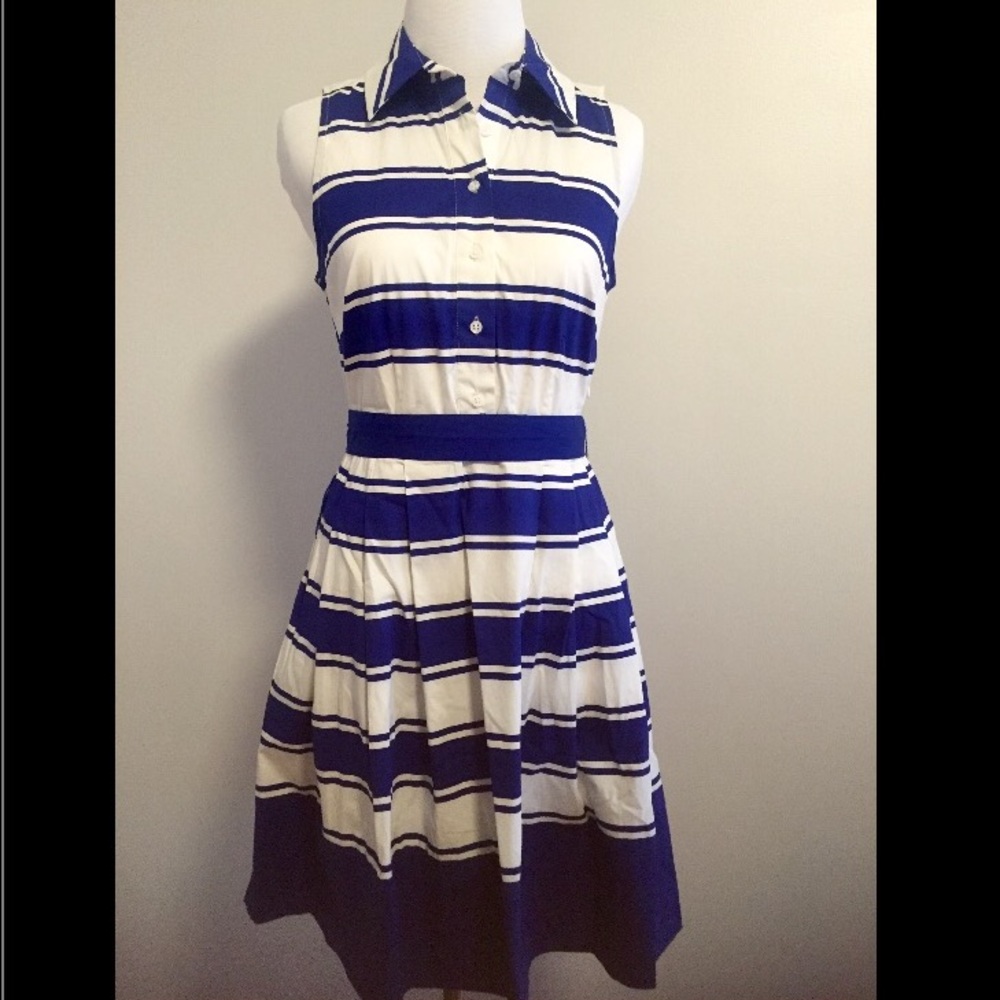 Blue and white striped sundress