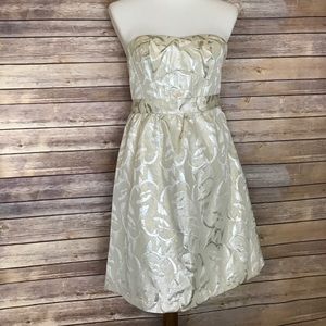 EUC American Eagle gold strapless dress