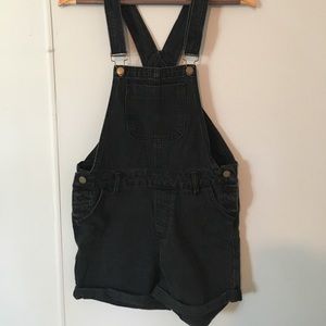 Black denim overalls