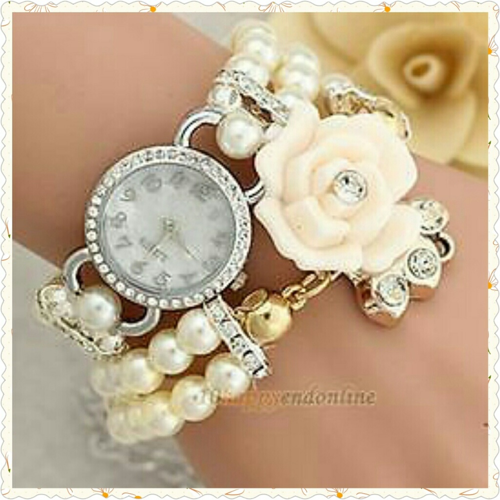 NWT Pearl Double Wrap & Banded Watch