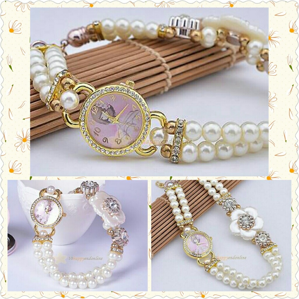 *WEEKEND SALE*NWT Rhinestone & Pearl Wrap Watch - Picture 3 of 3