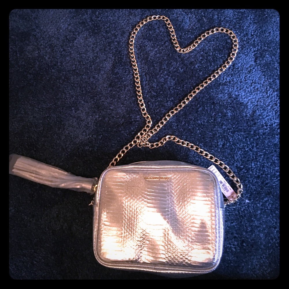 Metallic and bold VS handbag