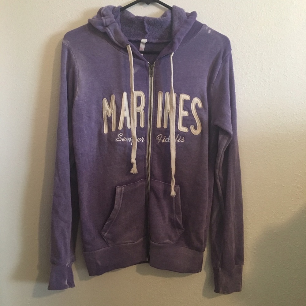 ◼️ 🛍 Distressed Purple wash Marines zip up hoodie