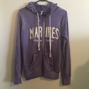 ◼️ 🛍 Distressed Purple wash Marines zip up hoodie