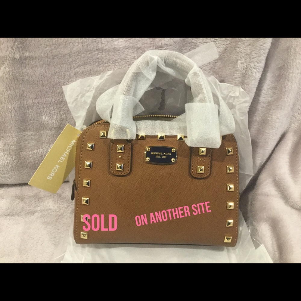 NWT MICHAEL KORS Saffiano Studded Mini Satchel Bag