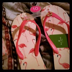NWT Kate Spade flamingo flip flops size 10!