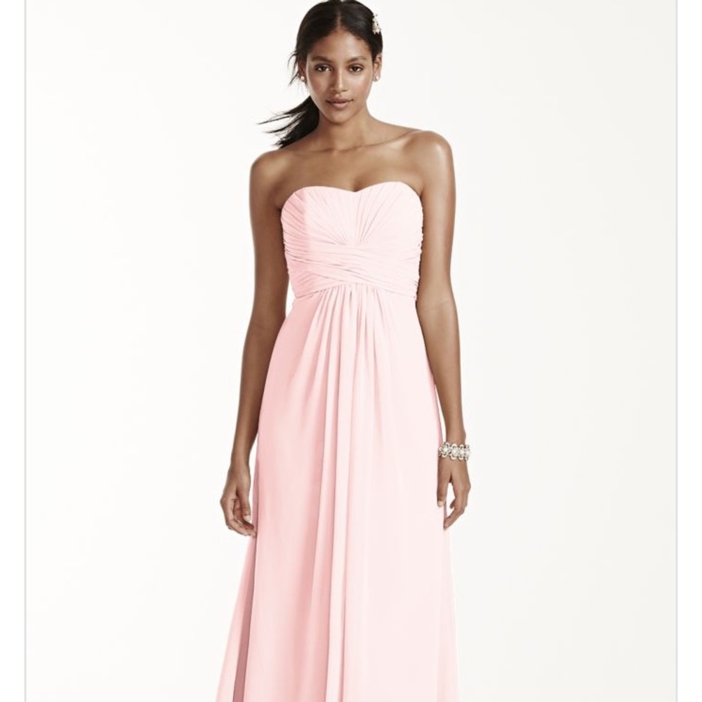Long Strapless Bridesmaid Dress in PETAL