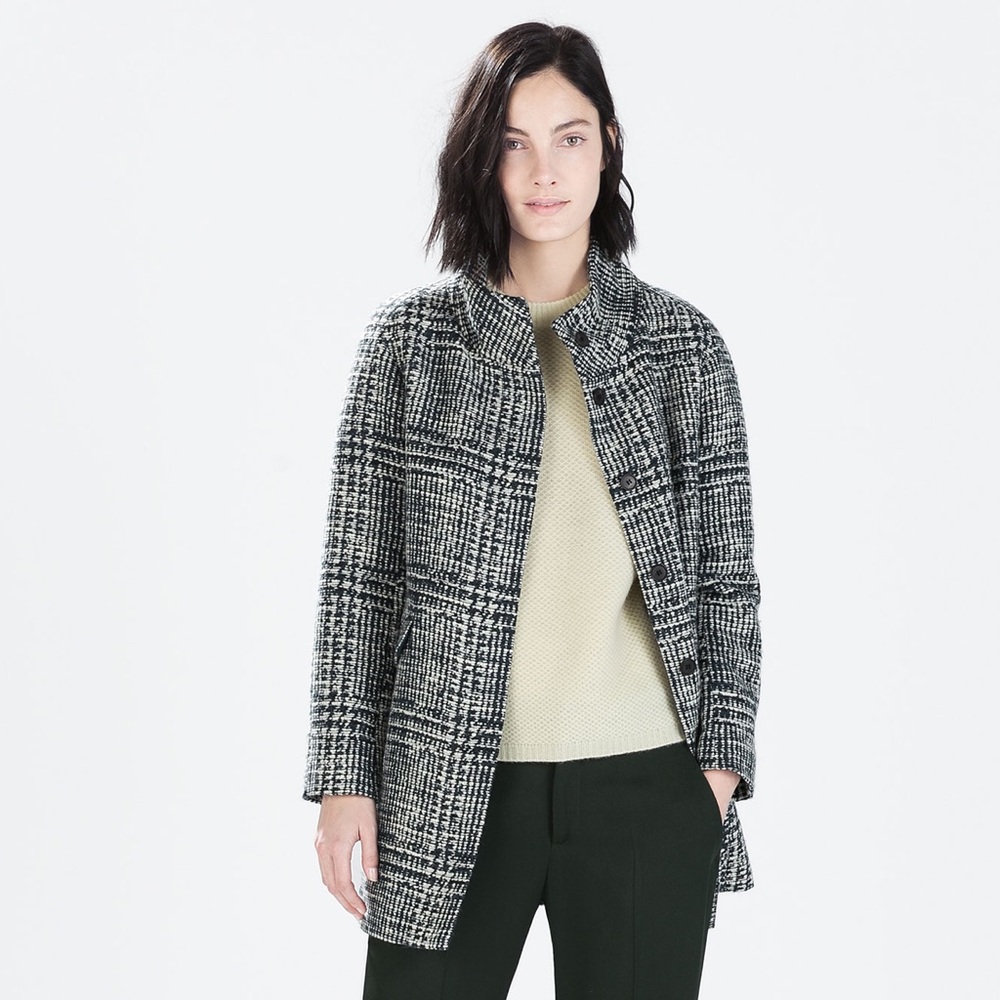 ZARA HOUNDSTOOTH WOOL COAT