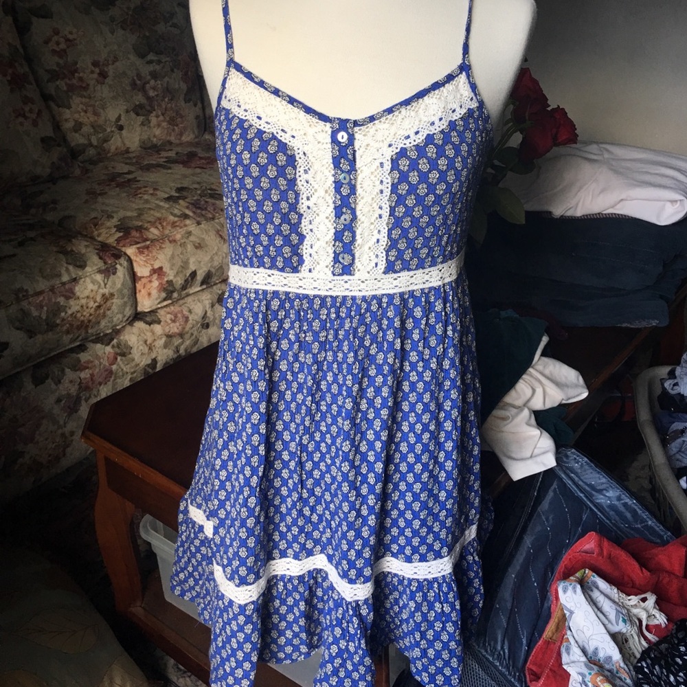 Socialight blue crochet dress small