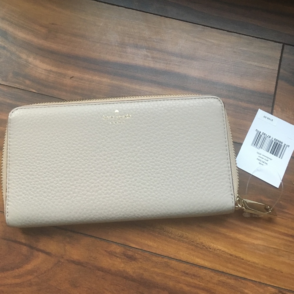 Kate spade zip wallet grey street clock tower NEW!