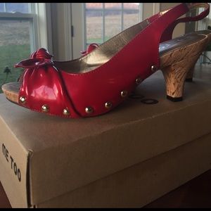 Women's red sling back pumps. Size 7.5