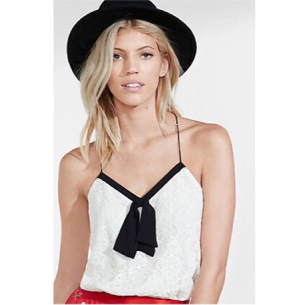 White Lace Tie Neck Cami