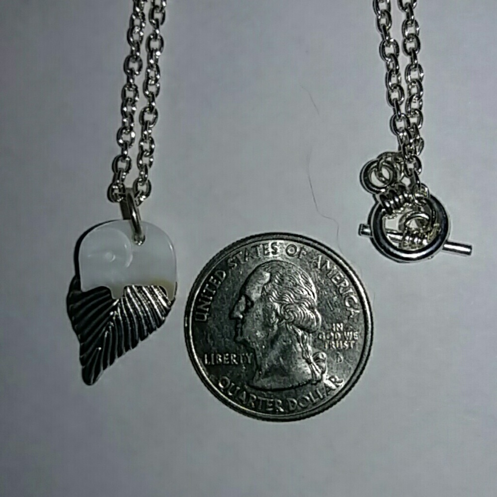 Little Elephant and Leaf Pendant Necklace