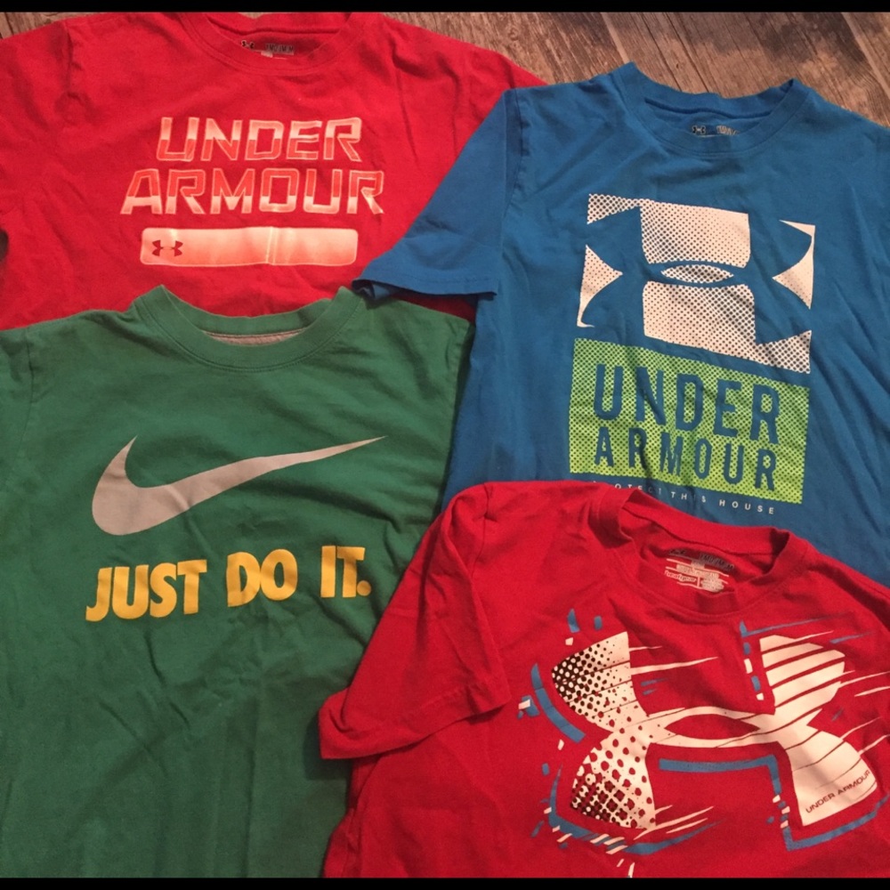 Four boys Under Armour & Nike t-shirts