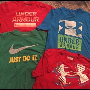 Four boys Under Armour & Nike t-shirts