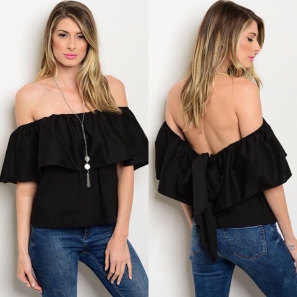 Black off the shoulder top