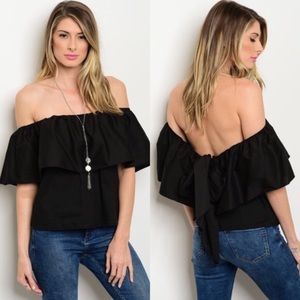 Black off the shoulder top