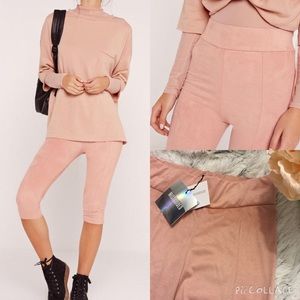 Missguided Faux Suede Cropped Leggings NWT