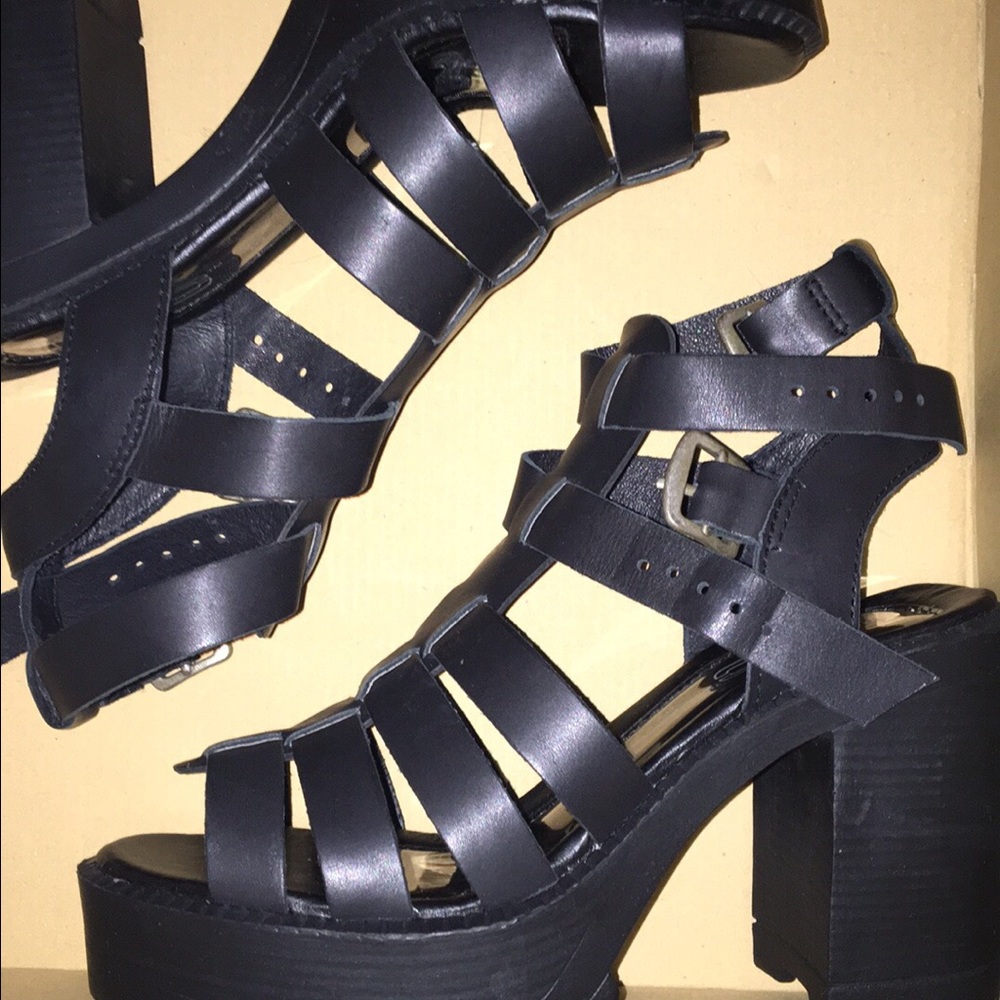 Black ROC platform chunky strappy sandals