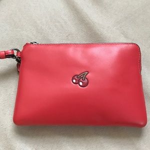 new! coach "pacman cherry" wristlets in red